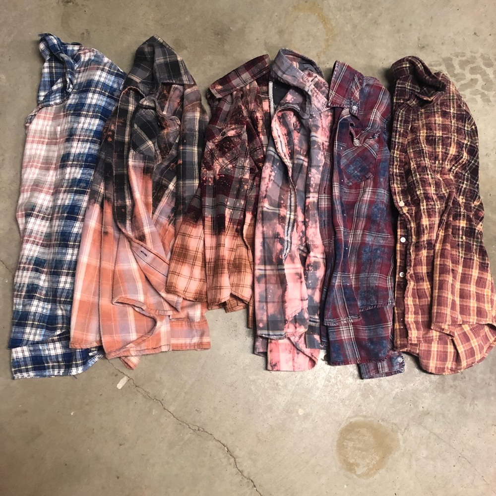 Distressed Bleached Vintage Button Down Flannel - Picture 3 of 4